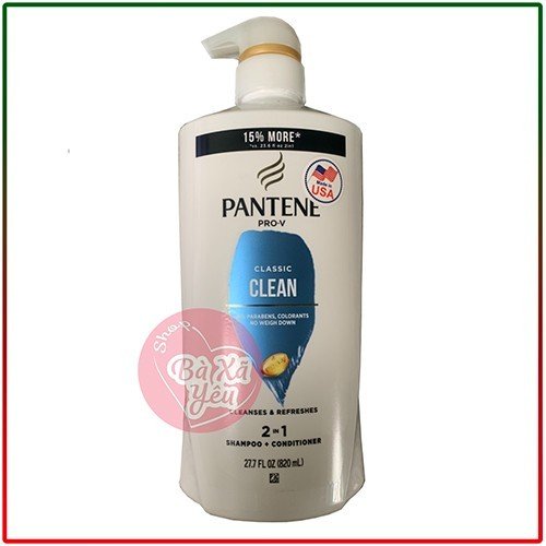 Dầu gội và xả pantene classic 2 in 1 “15% more” 820ml