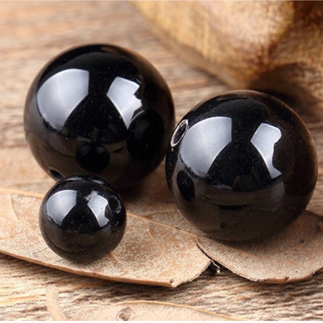 Hạt tròn A.gat Đen làm handmade DIY - MH431