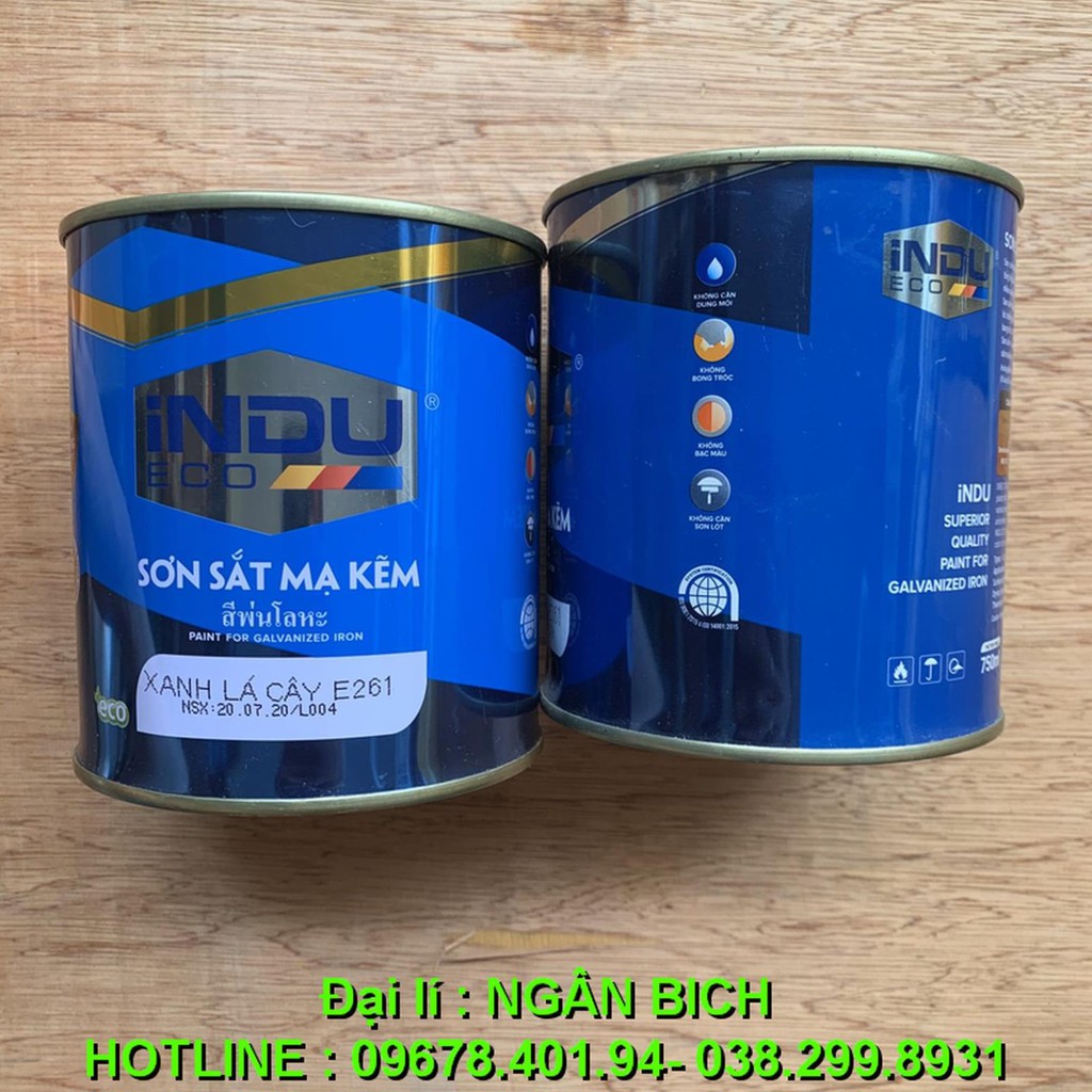 (Hàng chất lượng) Sơn Sắt Mạ Kẽm INDU 800g