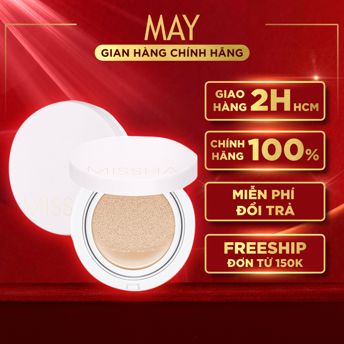 [HCM]Phấn Nước Che Khuyết Điểm Kiềm Dầu Lâu Trôi MISSHA Magic Cushion COVER LASTING SPF50+/PA+++ 15g ( HỒNG NHẠT ) - MAY Cosmetics & Skincare