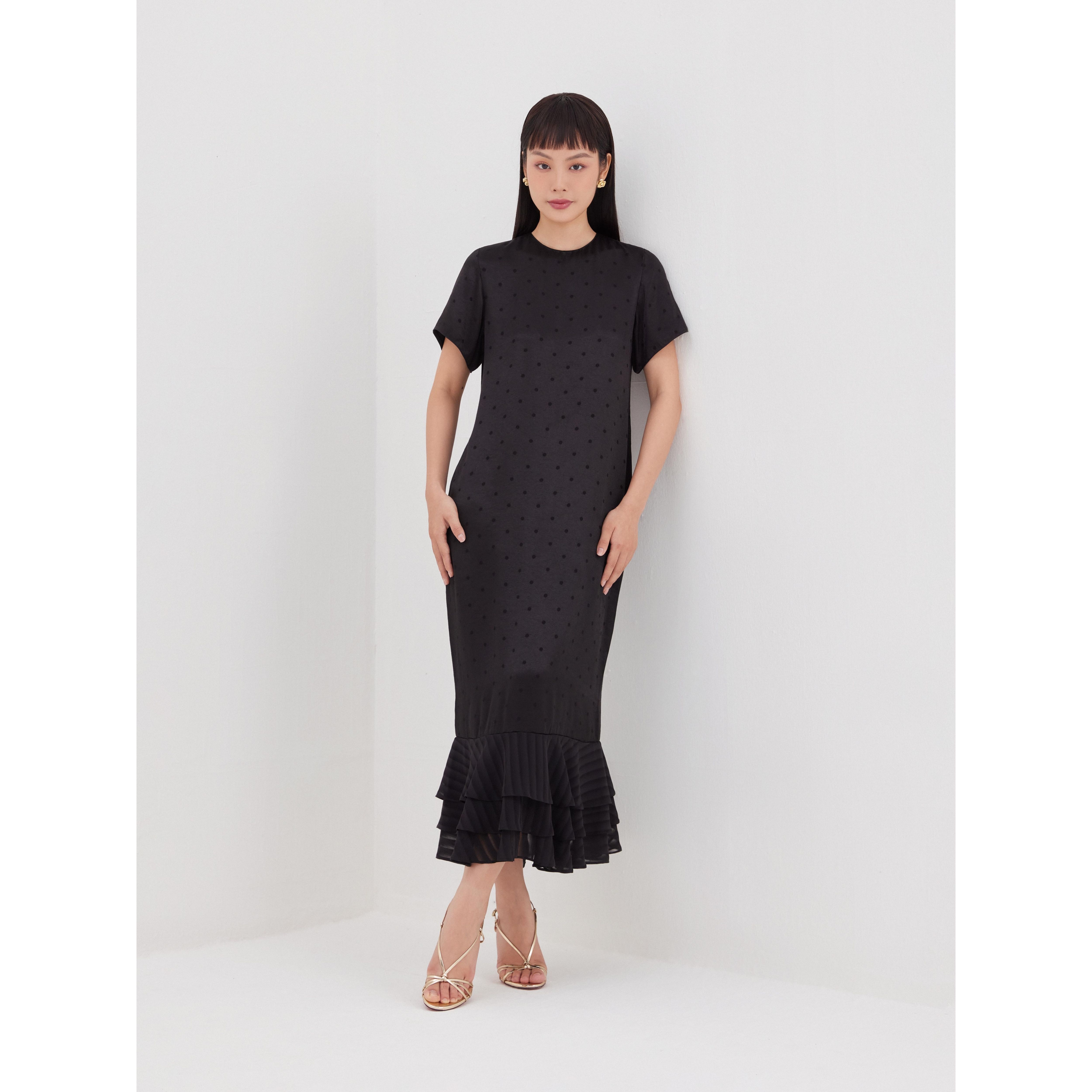 Đầm lụa tùng bèo Mauve Ruffled Mermaid dress