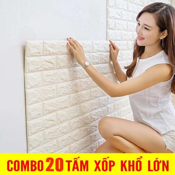 Sale Giá Gốc SET 20 Tấm Xốp Dán Tường 3D Giả Gạch KHỔ LỚN / Chịu lực, chống nước, chống ẩm mốc / 70x77cmX6mm. Tranh Treo Tường SuperDecor