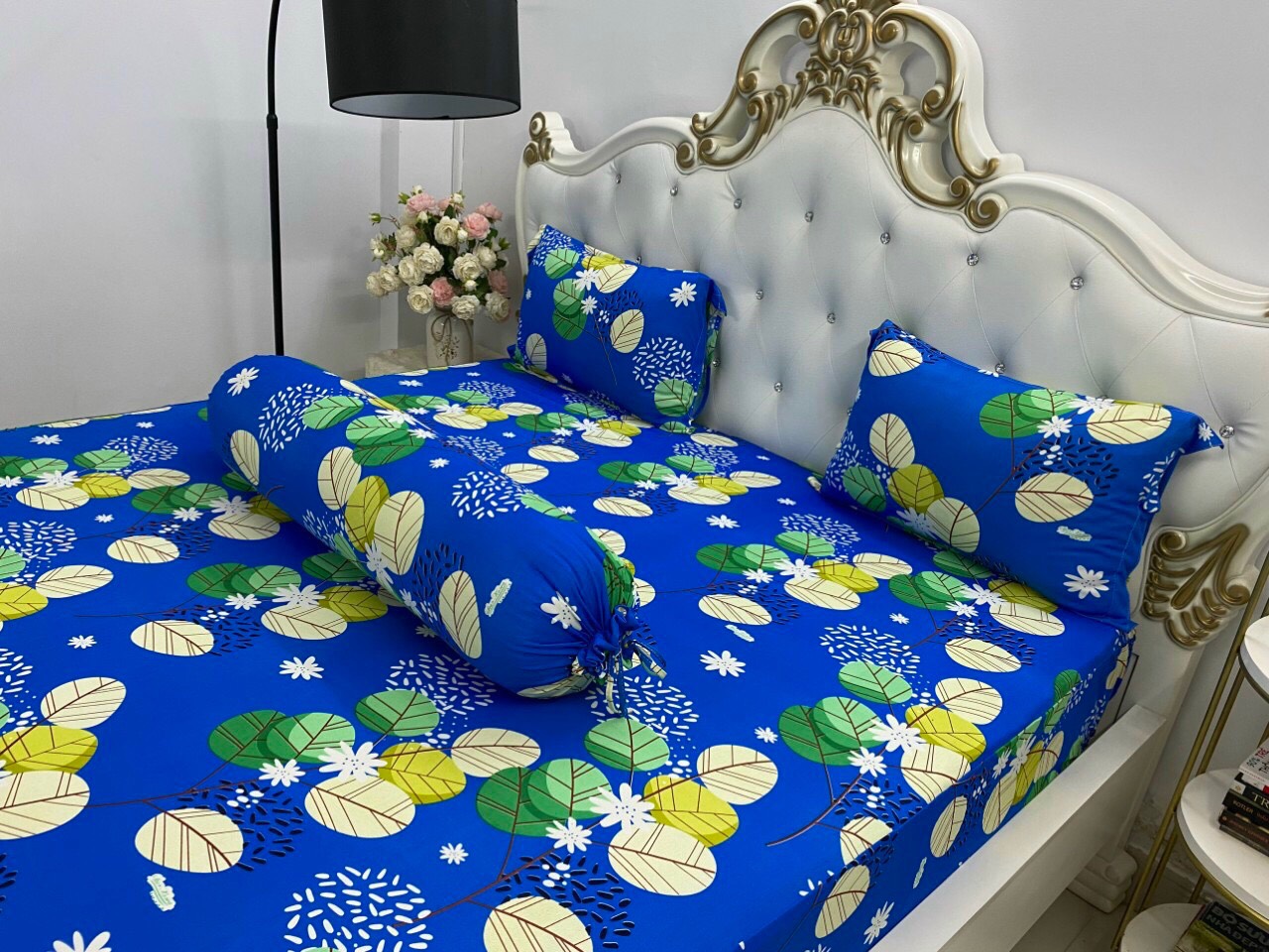 [HCM]]Bộ drap thun Hàn Quốc loại 1 có mền 5 món ( 1 drap + 1 chăn chần bông + 3 áo gối)