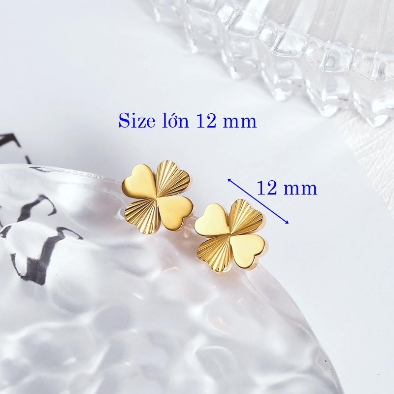 Lucky four-leaf clover earrings made of bright stainless titanium