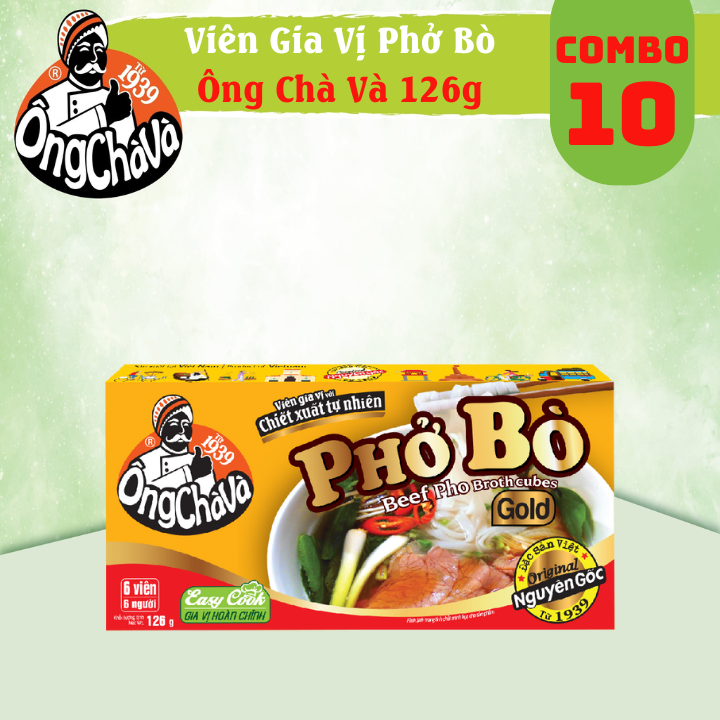 Ong Cha Va Beef Pho Broth cubes 126g (16 packs/combo)