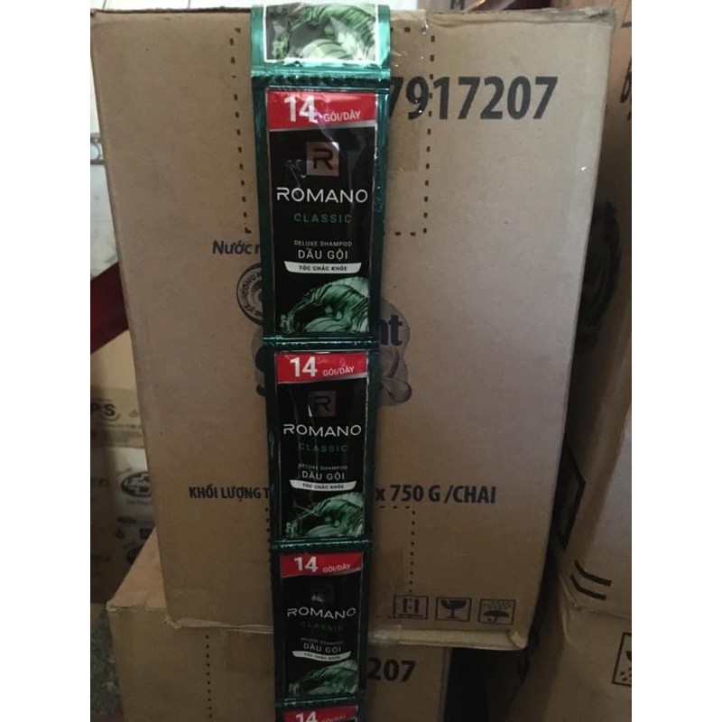 Combo 5 Dây dầu gội Romano Mau Xanh/ đỏ ( Dây 14Goi)