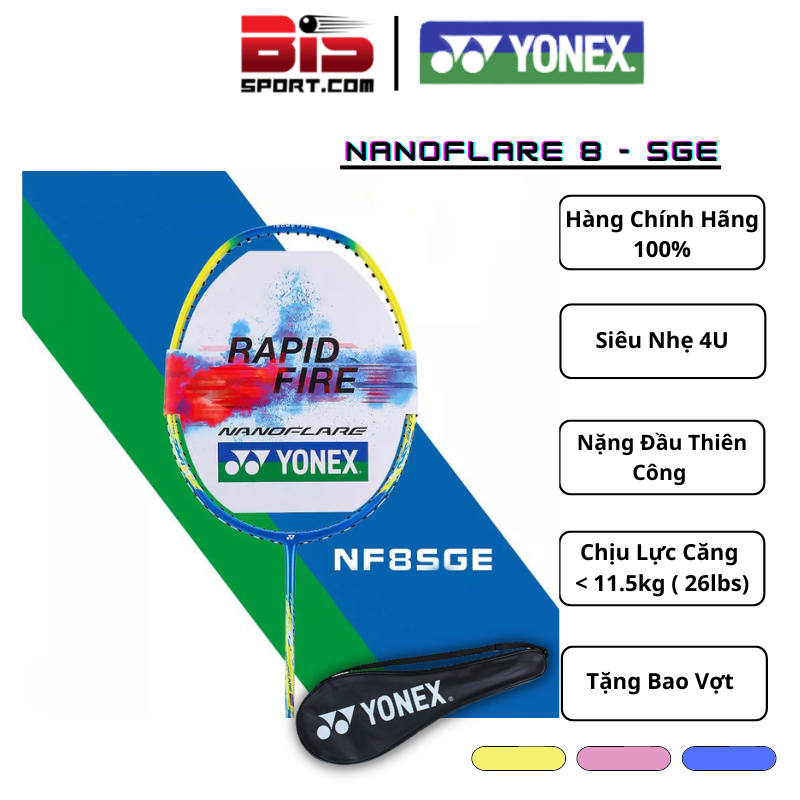 Vợt Cầu Lông Yonex Nanoflare 8S Xanh Dương Vàng - Hàng Chính Hãng