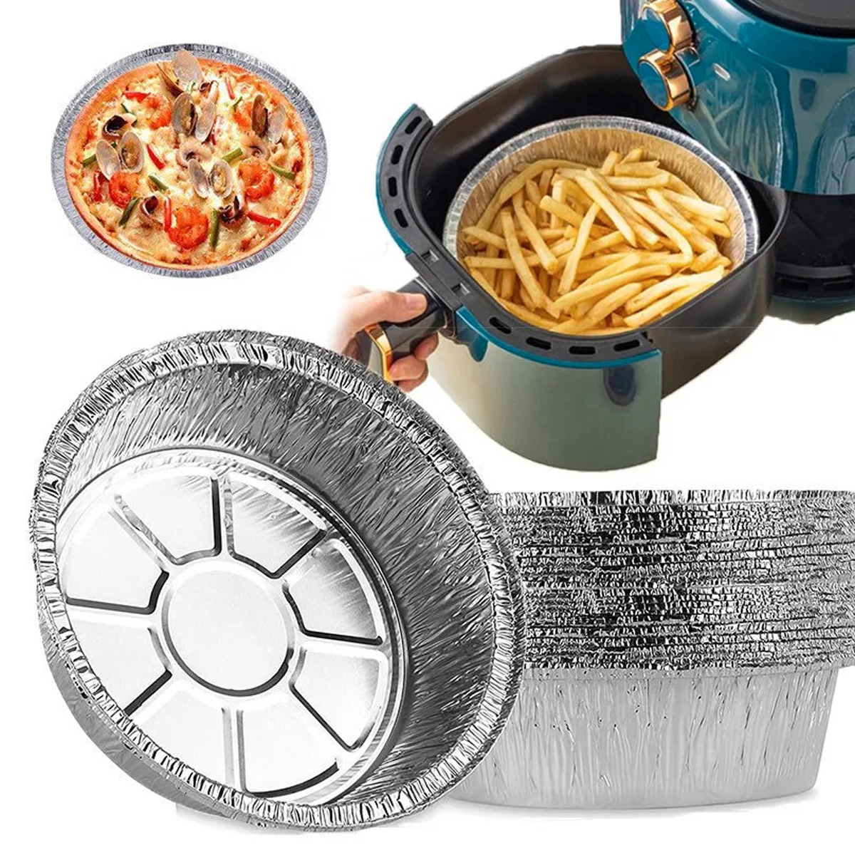 Bộ 10 khay bạc nướng nồi chiên (LOẠI 20CM - 10 CÁI - LOẠI KHAY NƯỚNG NỒI CHIÊN)