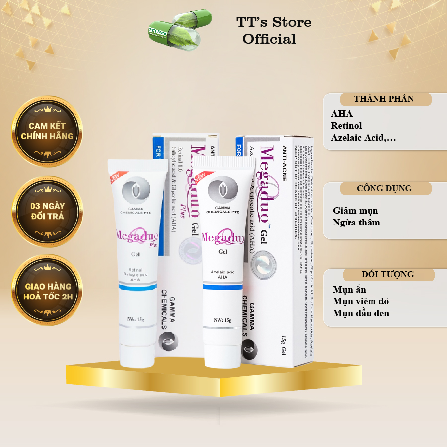 Megaduo Gel / Plus (Tuýp 15g) - Mụn trứng cá, mụn ẩn, thâm mụn [Mega duo, Megadou]