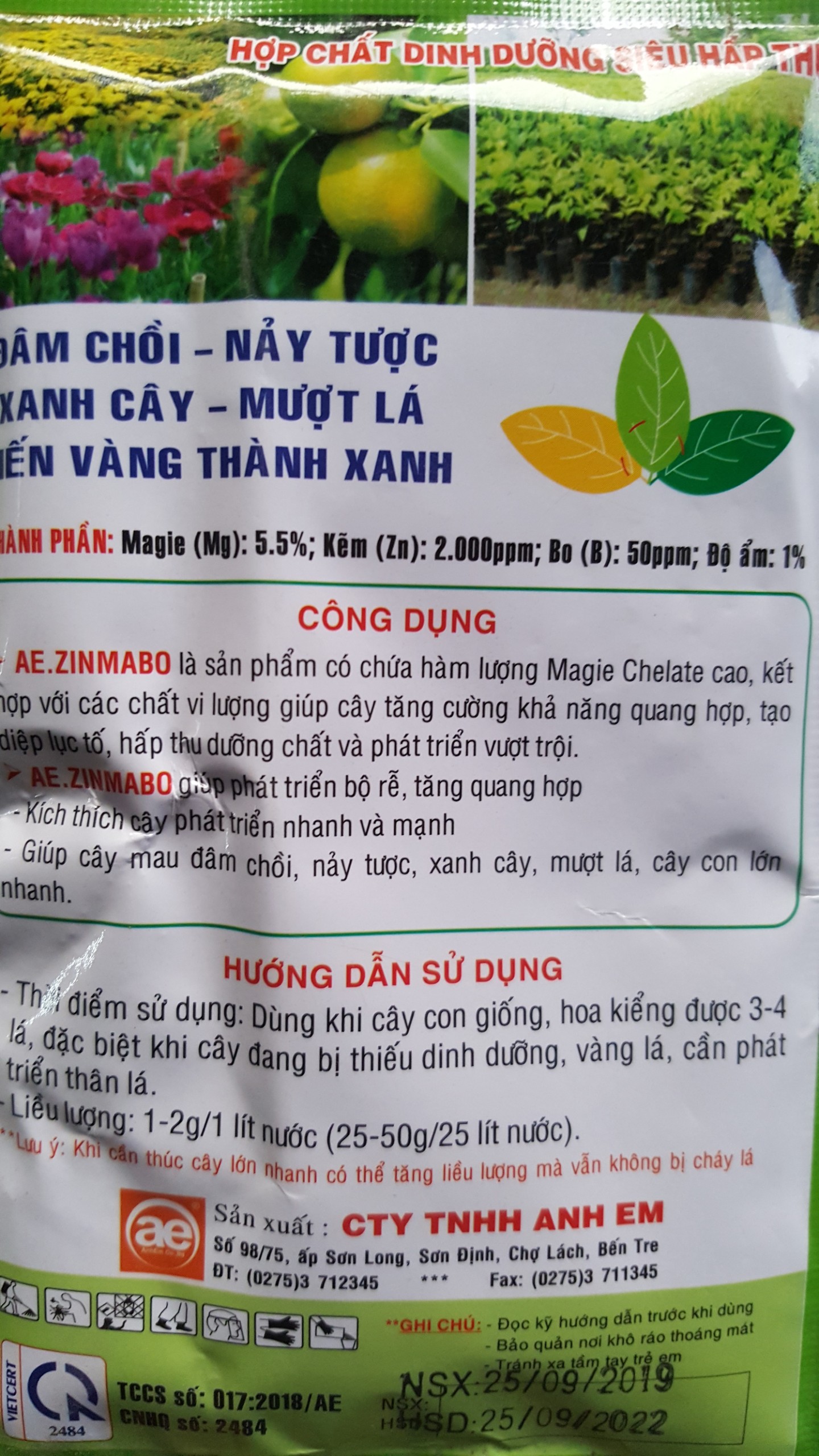 PHÂN BÓN VI LƯỢNG MANHE XANH - GÓI 100G