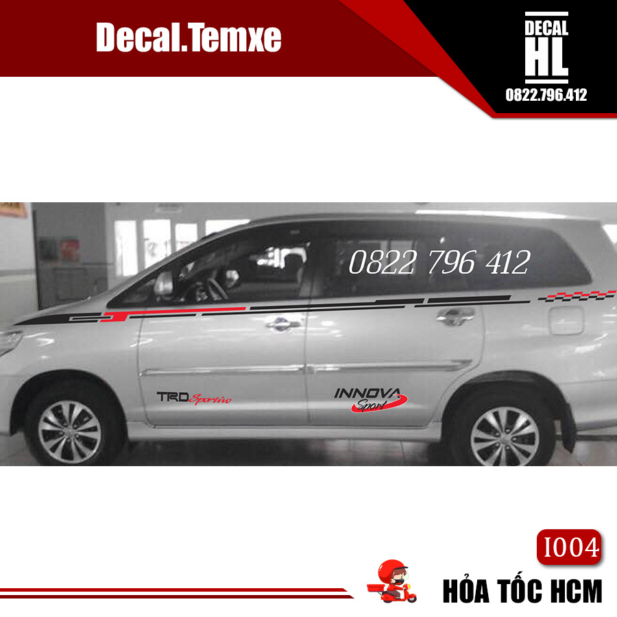 Tem dán sườn xe Innova, tem dán sườn xe 7 chỗ I004