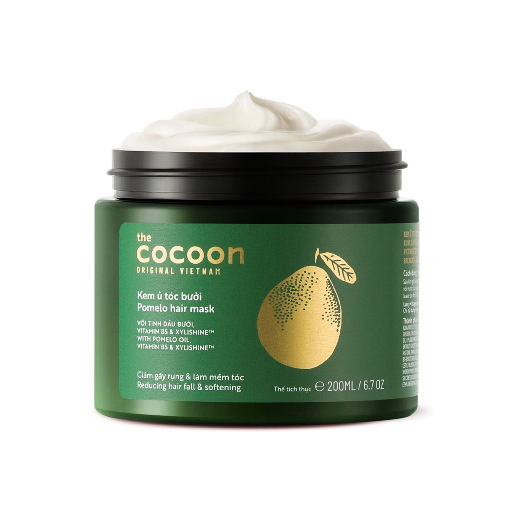 Kem ủ tóc bưởi cocoon 200ml giúp giảm gãy rụng, cung cấp độ ẩm, mang lại sự mềm mại và chắc khoẻ cho sợi tóc