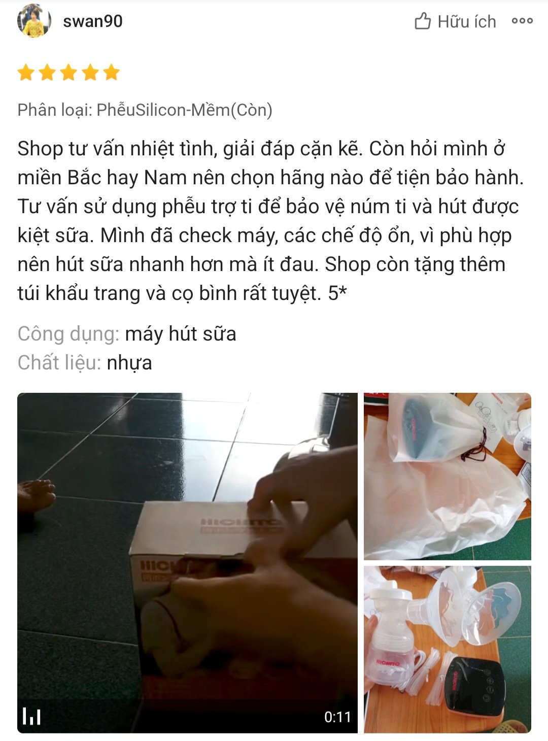 (1 ĐỔI 1) Máy Hút Sữa Điện Đôi HICHITO NHẬT BẢN (TÍCH ĐIỆN-PHỄU SILLICON)