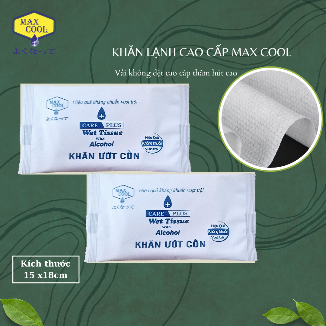 20 cái khăn ướt Cồn Max Cool kháng khuẩn ( Kích thước 20x18cm)