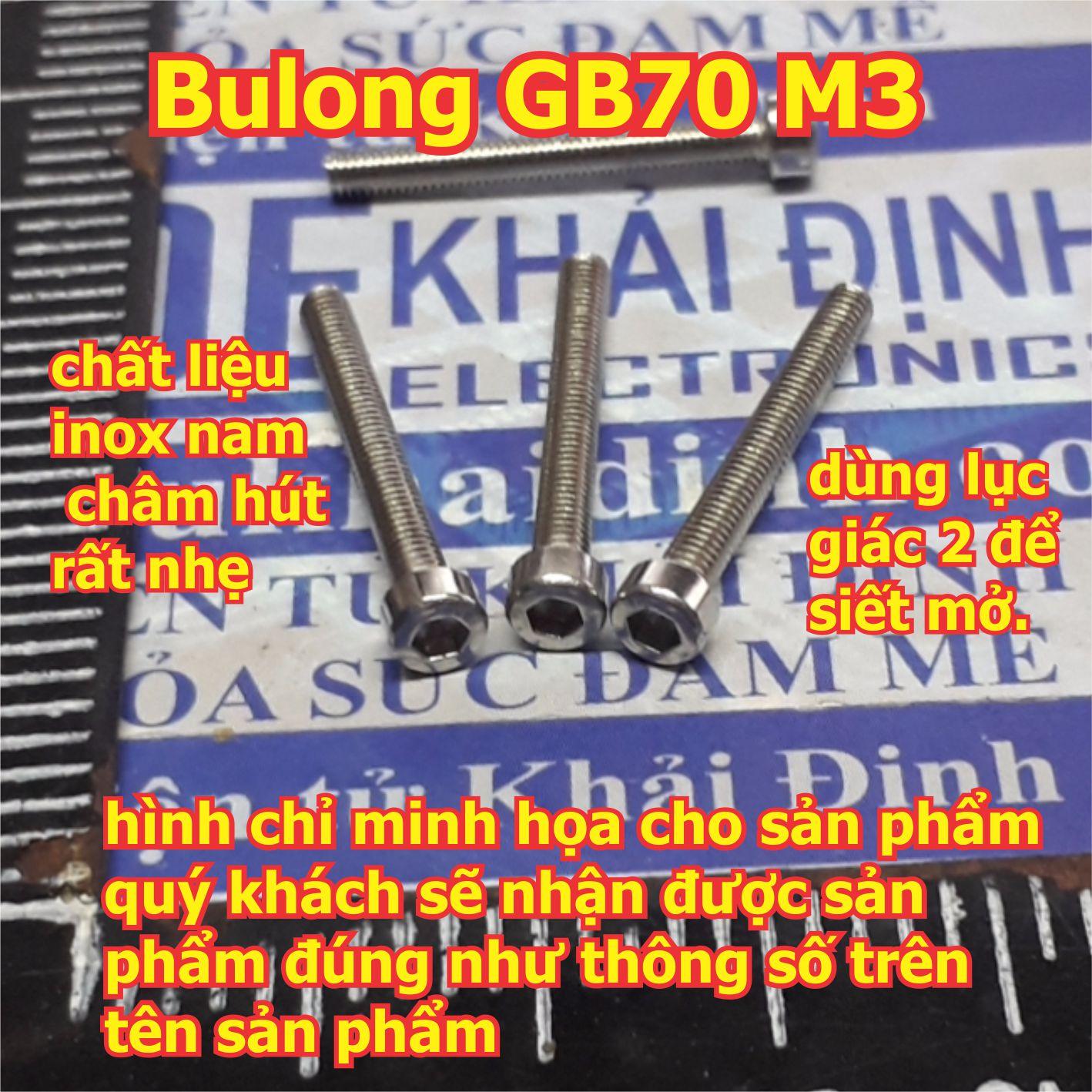 bulong, vít pake GB70 M3 inoc inox tán tròn,  đầu lục giác chìm, M3 dài 6mm~40mm kde5569