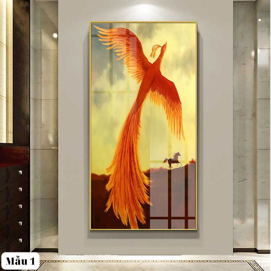 Tranh Laminate Tráng Gương - Tranh Treo Tường Dành Cho Người Mệnh Hỏa - Phượng Hoàng Lửa