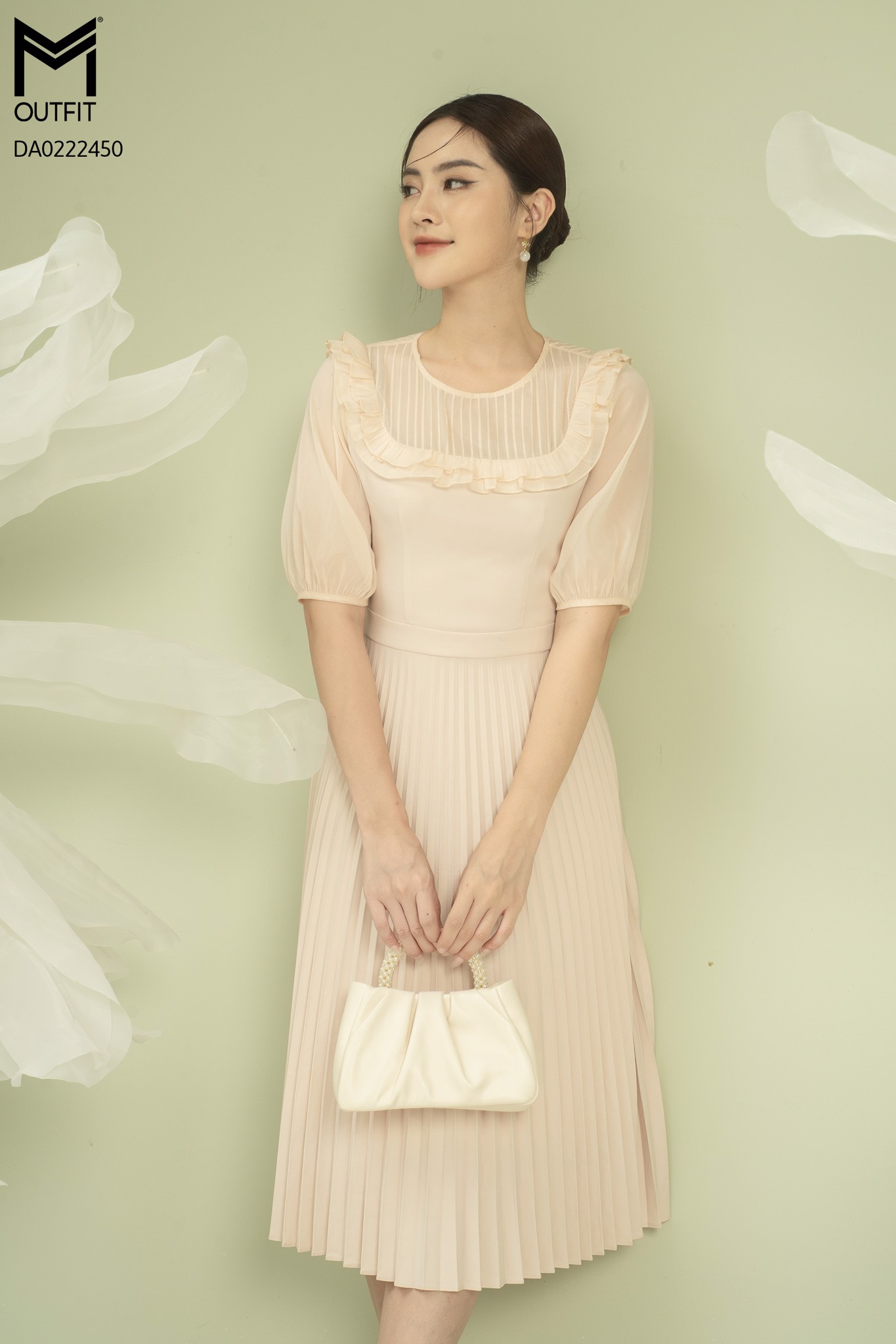 Đầm dáng xòe dập ly, bèo ngực - mmoutfit