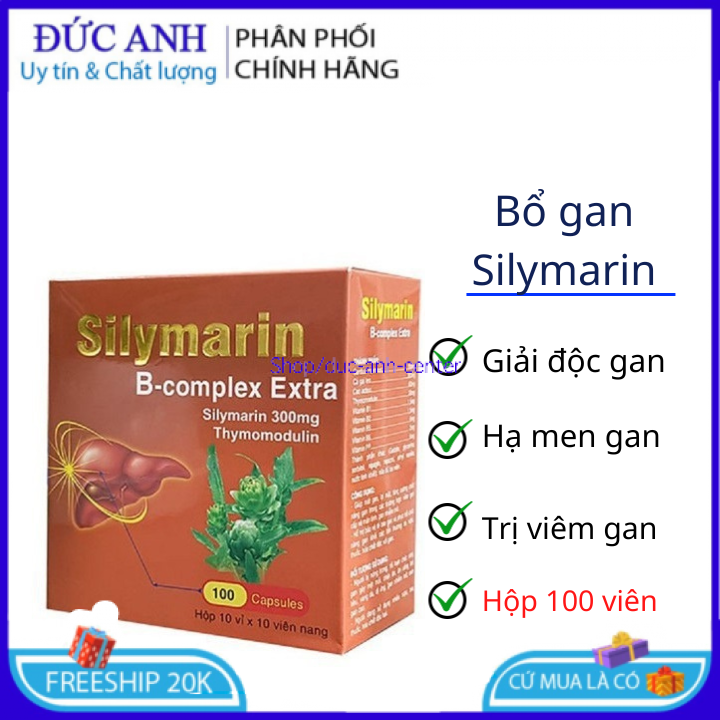 Bổ gan Silymarin B-complex Extra giải độc gan hạ men gan - Hộp 100 viên