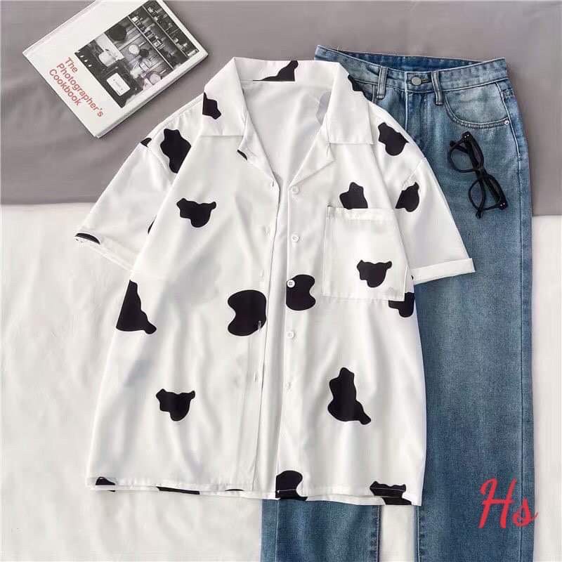 Áo sơ mi nam nữ bò sữa siêu cute