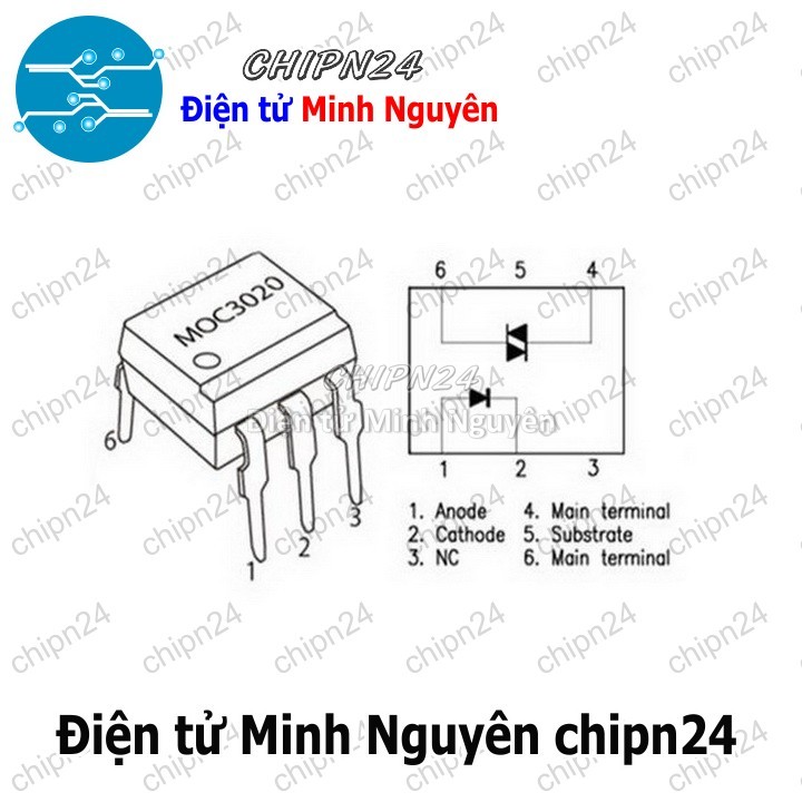 [2 con] (DT) Opto MOC3020 DIP-6 Đen Hàng Tốt (3020) - HH005531