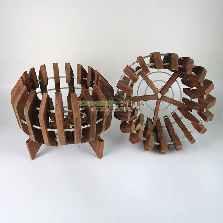 Chậu gỗ trồng lan hình quả bí phi 21 cm