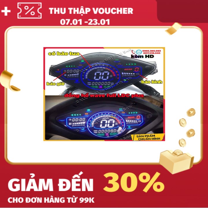 Đồng Hồ Điện Tử Wave A 2017 - 2021 Mẫu 2020 -2021 Plus ( Gắn Như Zin Có Báo Tua )