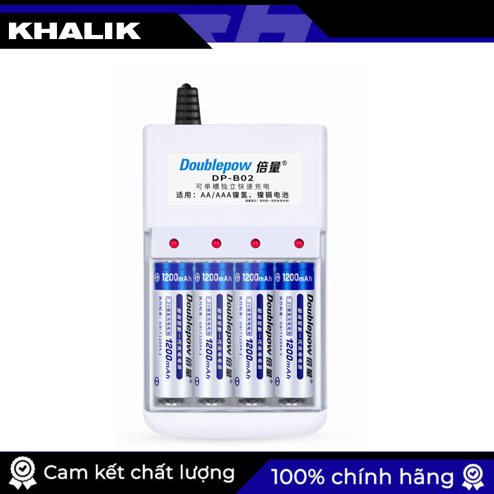 Combo bộ sạc đa năng Doublepow DP-B02 tặng kèm 4 pin tiểu sạc Doublepow AA 1200mAh