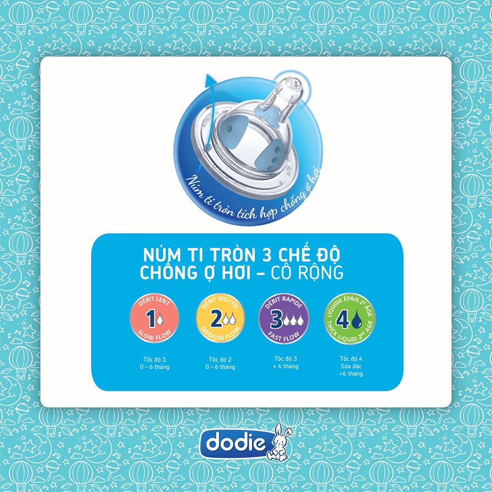 Bộ núm ti đa tốc độ Dodie cho bé trên 6 tháng
