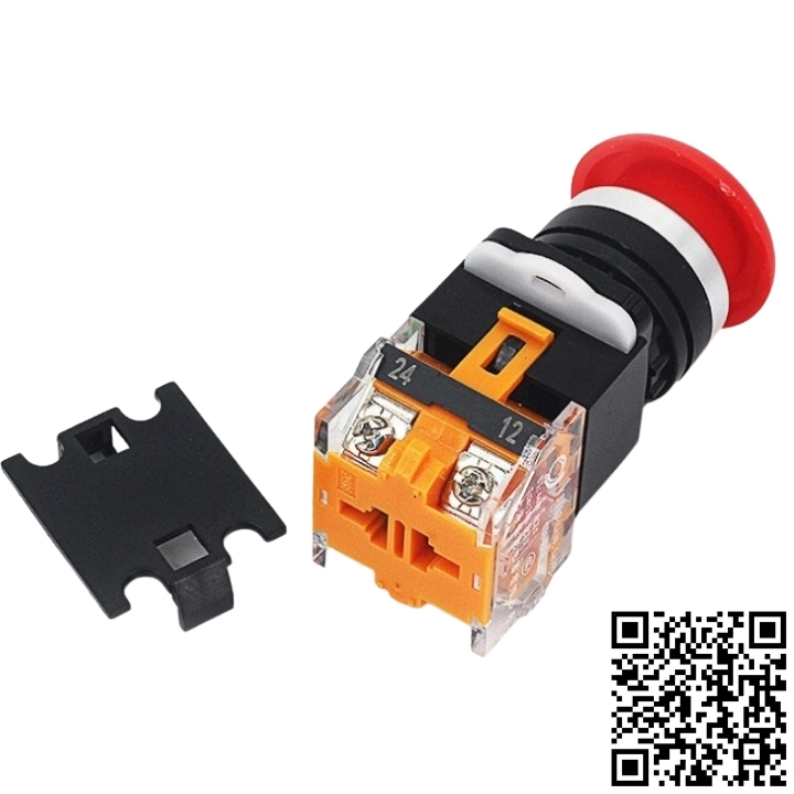 Công tắc nhấn đề LA38-11M phi 22mm đầu nấm dù màu xanh, màu đỏ