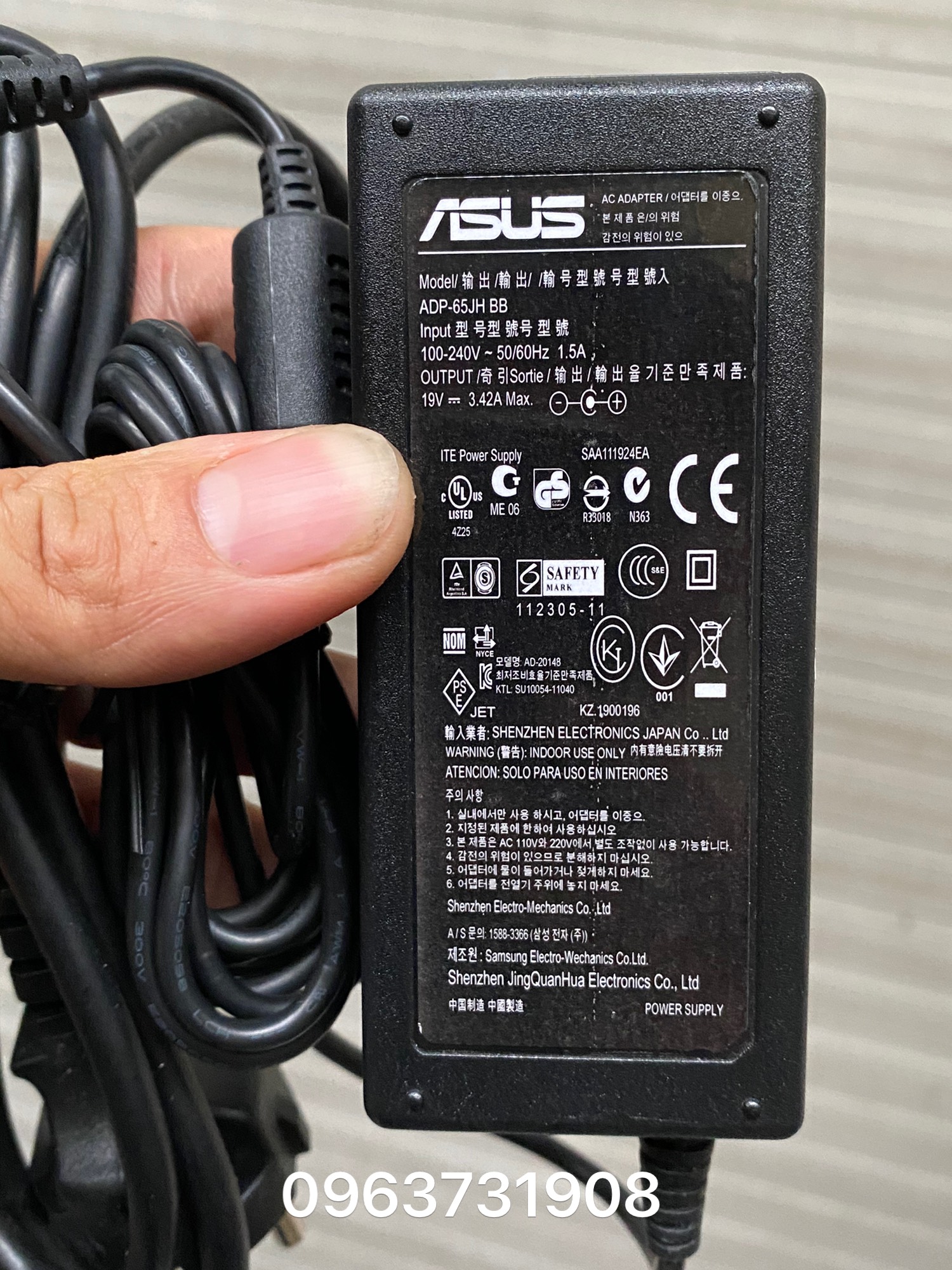 Sạc laptop asus 19v-3.42a bản gốc bảo hành 12 tháng