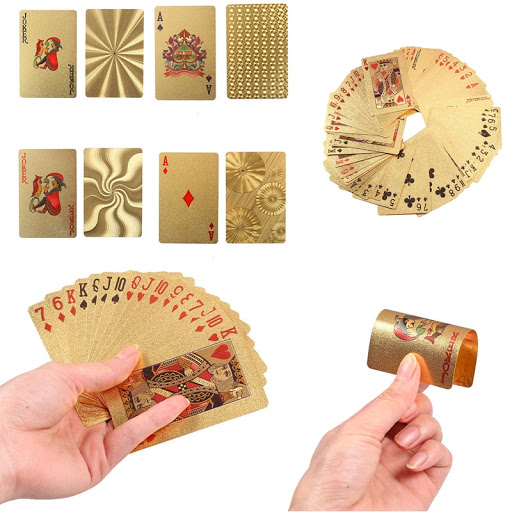 (LOẠI TỐT) BỘ BÀI MẠ VÀNG 24K - 52 LÁ CAO CẤP HÀNG NHẬT SIÊU BỀN SIÊU DÀY - CHỐNG THẤM NƯỚC TỐT - CHỐNG CONG GÃY LÁ BÀI