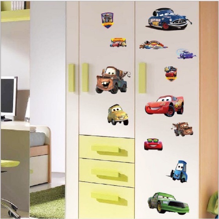 [HCM]Decal dán tường hình siêu xe cho bé