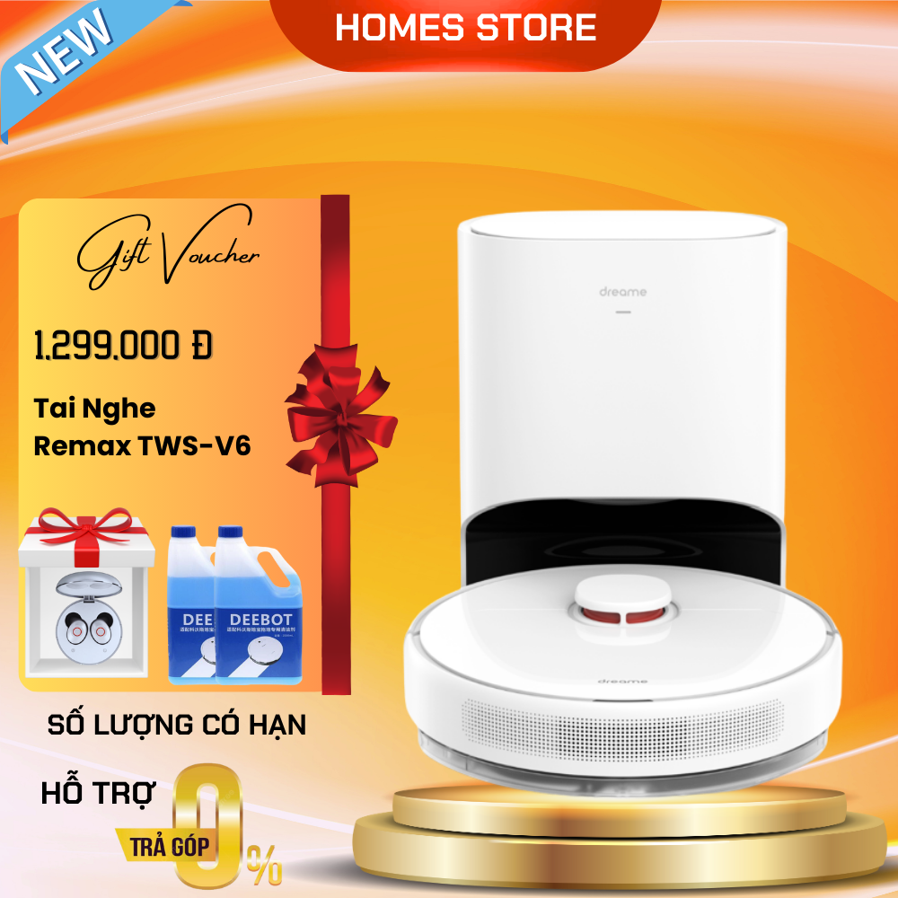 Robot hút bụi lau nhà dreame d10s plus - quốc tế tự động đổ rác camera ai thông minh áp suất hút 5000 pa diện tích hoạt động 280m2 công suất 50w - hàng chính hãng