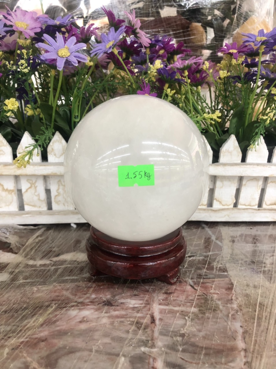 Quả cầu phong thủy đá thạch anh đen - Đường kính 8,7cm