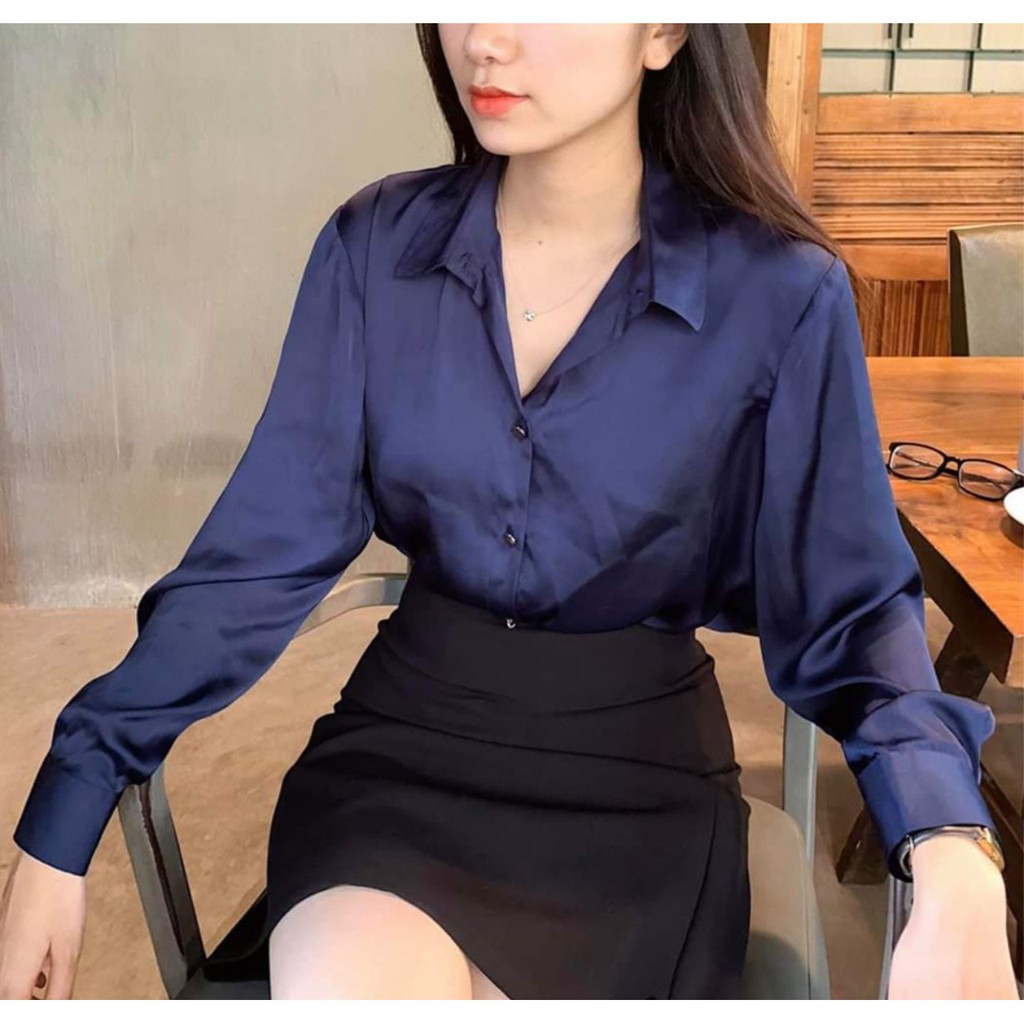 ÁO SƠ MI PHI BÓNG NÚT ĐỒNG