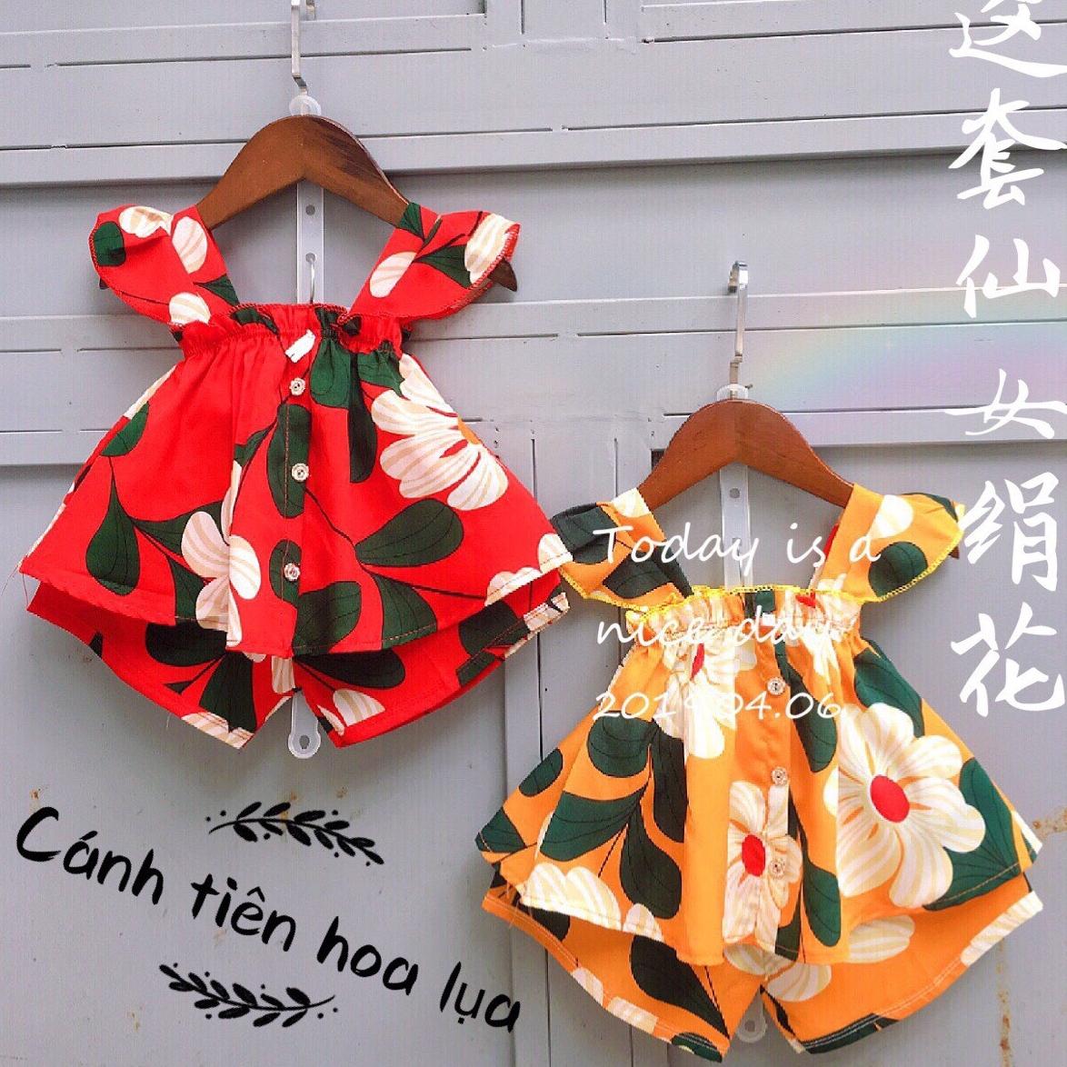 bộ lụa cánh tiên cho bé gái