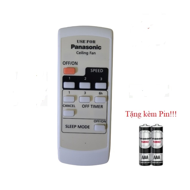 Điều khiển quạt panasonic 4 cánh tặng kèm pin