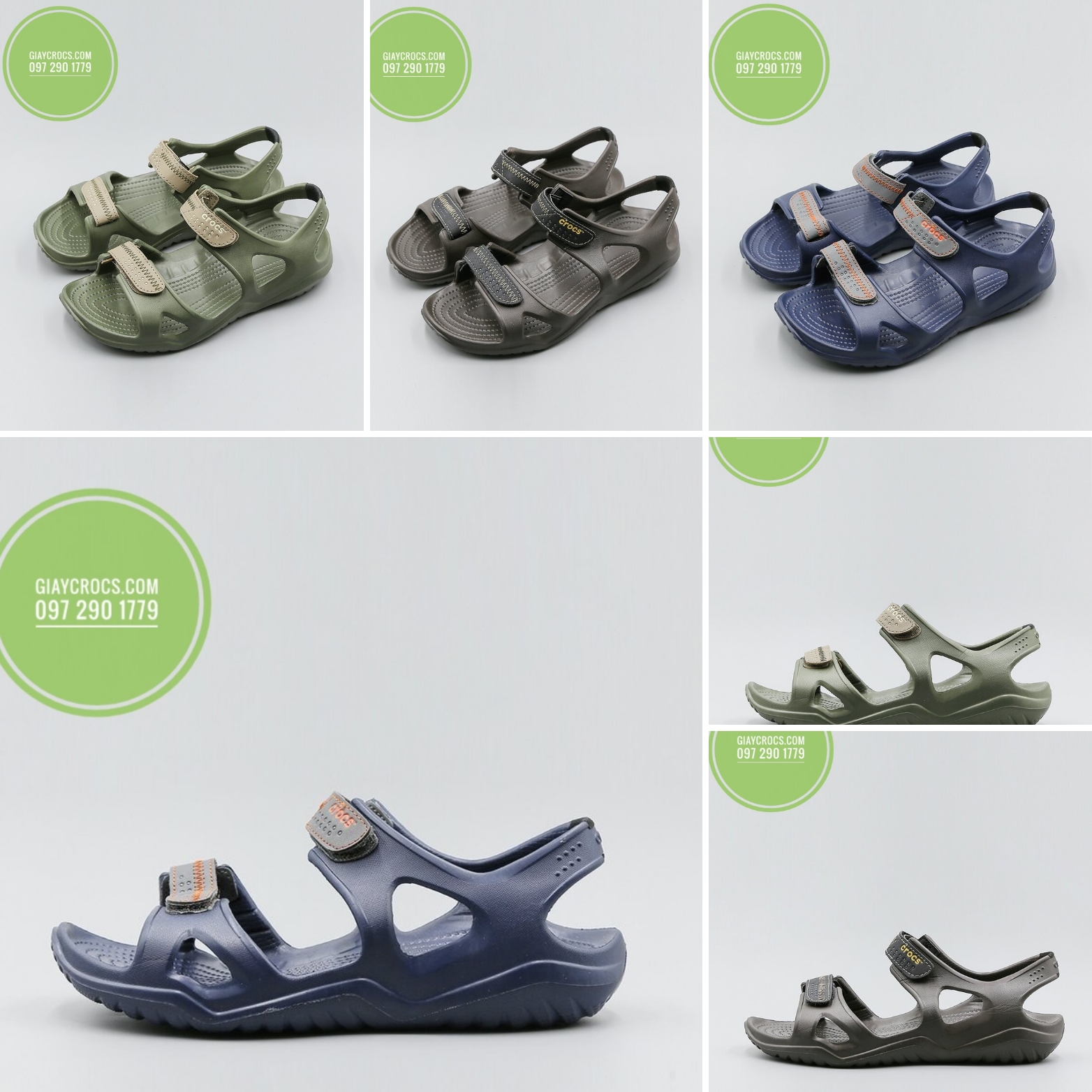 Sandal Crocs Nam Swiftwater River Màu Rêu