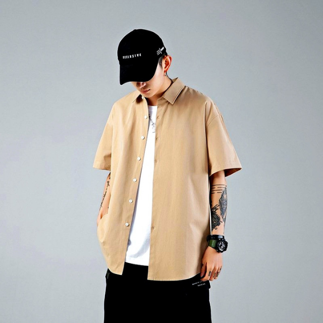 Áo sơ mi rộng tay ngắn nhiều màu unisex nam nữ GIẤU NÚT chuẩn form Hàn Quốc vải lụa mềm mịn mát 40-90kg MRN02