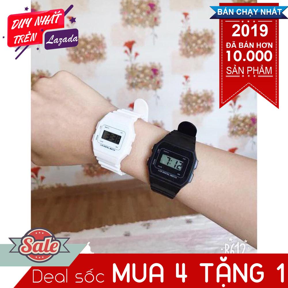 Đồng hồ điện tử Unisex đa sắc màu dây cao su chống nước (mua 4 tặng 1)