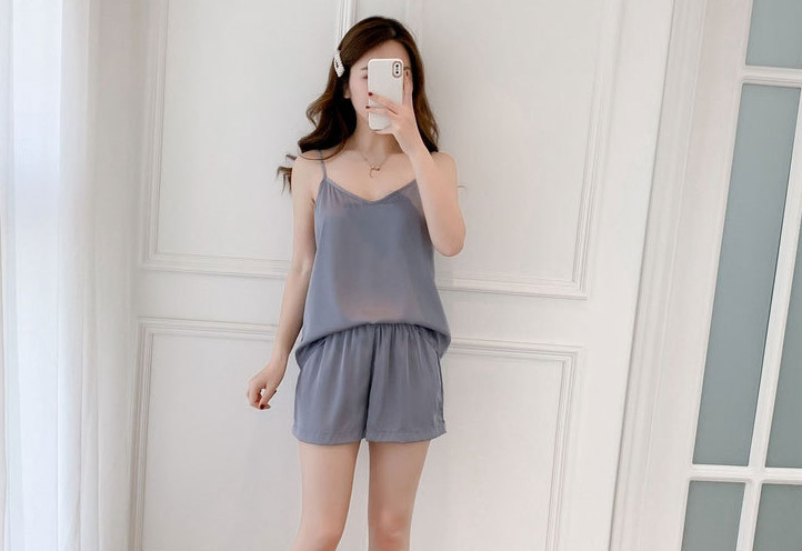 Bộ ngủ lụa 2 dây cao cấp lụa mềm mịn (H08)