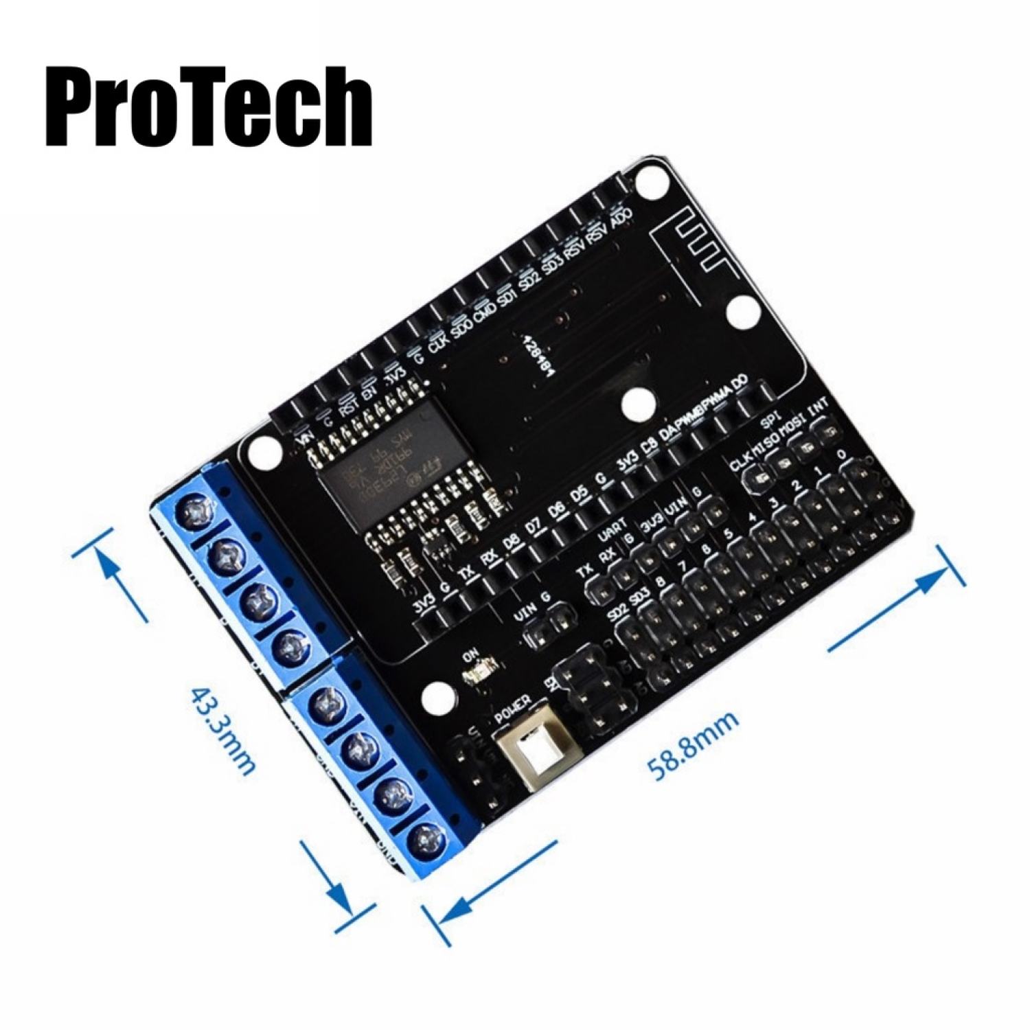 Đế Ra Chân Cho Node MCU ESP8266 CP2102 (Board Motor Driver L293D)