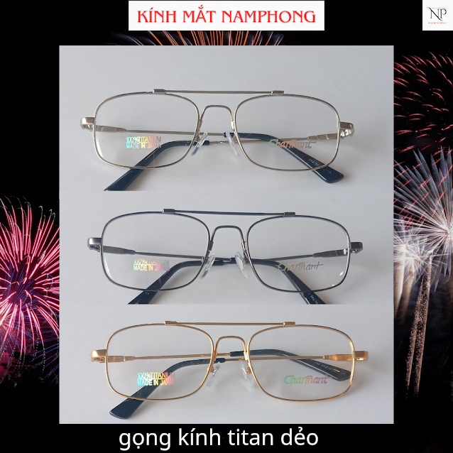 Gọng  kính dẻo[charmant ]titanium 2 cầu
