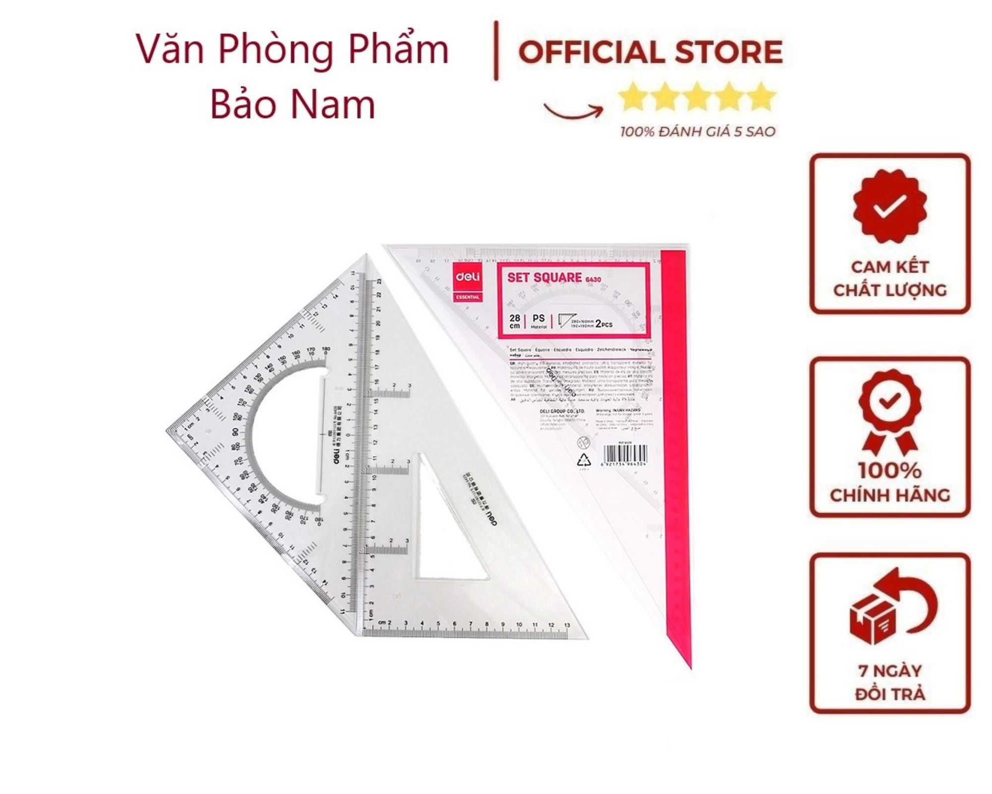 Bộ thước eke 28cm deli 6430