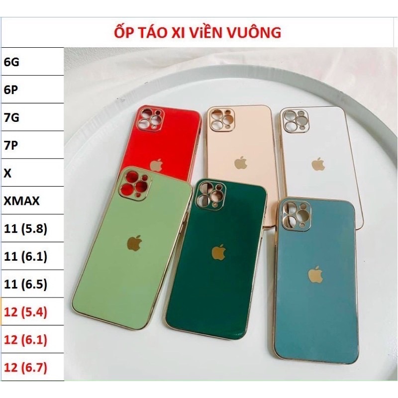 Ốp Táo Xi Viền Vuông Độ Iphone 12 Cao Cấp