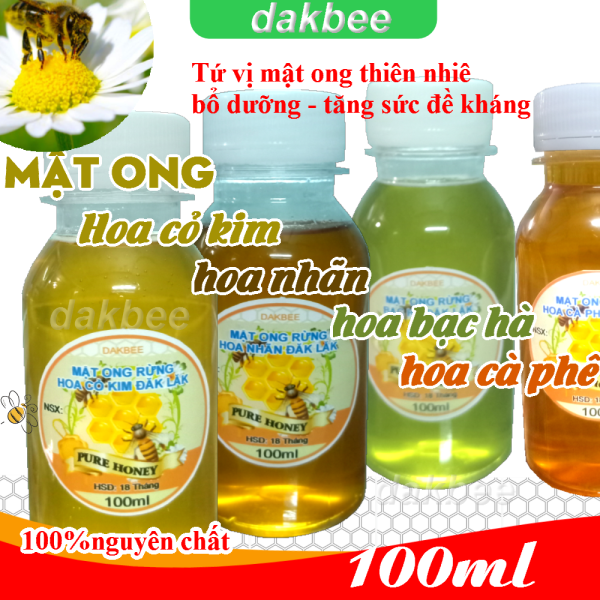 [COMBO] 4 x 100ml các loại mật ong hoa cà phê - bạc hà - cỏ kim - nhãn, tăng cường sức đề kháng cơ thể, cam kết nguyên chất