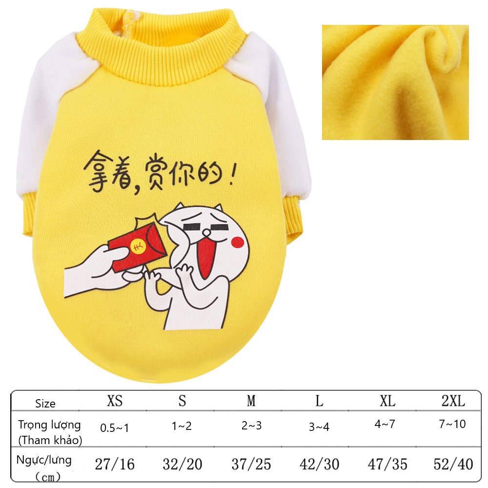 Áo nỉ dành cho chó mèo, mẫu mã đa dạng phù hợp cho chó mèo dưới 15kg