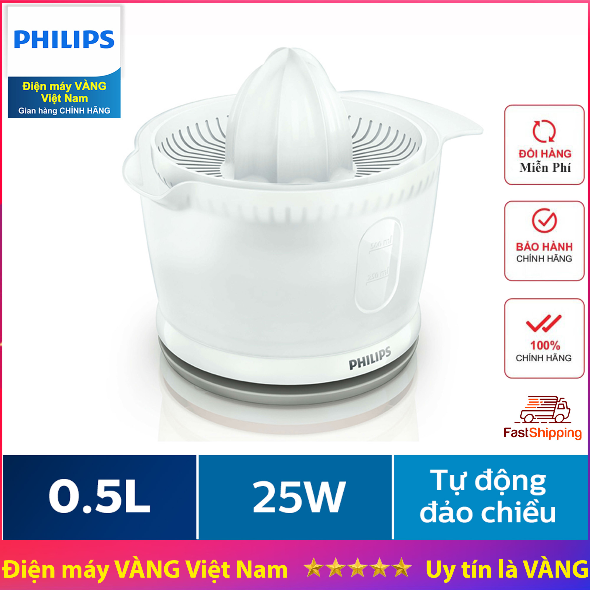 Máy vắt cam Philips HR2738 (Trắng) - Hàng nhập khẩu