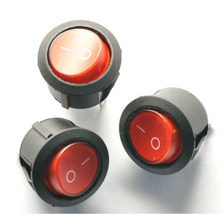 Công tắc bập bênh tròn có đèn led 3 chân 12v- 220v.