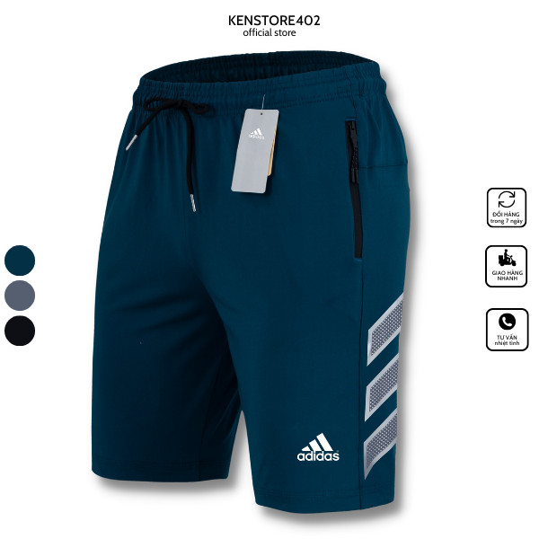 Quần short thể thao nam Q132 chất thun co dãn 4 chiều vải mềm mịn thoáng khí không xù lông nhão vải logo thêu sắc nét